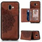 For Galaxy J6 Plus Mandala Embossed Magnetic Cloth Case with Holder & Card Slots & Wallet & Photo Frame(Brown) - 1