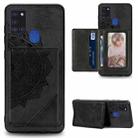 For Galaxy A21S Mandala Embossed Magnetic Cloth Case with Holder & Card Slots & Wallet & Photo Frame(Black) - 1