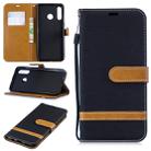 Color Matching Denim Texture Leather Case for Huawei P30 Lite, with Holder & Card Slots & Wallet & Lanyard(Black) - 1