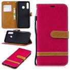 Color Matching Denim Texture Leather Case for Huawei P30 Lite, with Holder & Card Slots & Wallet & Lanyard(Red) - 1