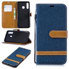 Color Matching Denim Texture Leather Case for Huawei P30 Lite, with Holder & Card Slots & Wallet & Lanyard(Dark blue) - 1