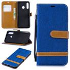 Color Matching Denim Texture Leather Case for Huawei P30 Lite, with Holder & Card Slots & Wallet & Lanyard(Royal blue) - 1