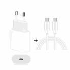 2 in 1 PD 20W Single USB-C / Type-C Port Travel Charger + 3A PD3.0 USB-C / Type-C to USB-C / Type-C Fast Charge Data Cable Set, Cable Length: 1m, EU Plug - 1