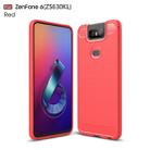 Brushed Texture Carbon Fiber TPU Case for Asus Zenfone 6 ZS630KL(Red) - 1