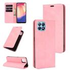 For OPPO Reno4 SE Retro-skin Business Magnetic Suction Leather Case with Holder & Card Slots & Wallet(Pink) - 1