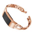 X-shaped Diamond-studded Solid Stainless Steel Watch Band for Fitbit Charge 2(Rose Gold) - 1