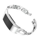 X-shaped Diamond-studded Solid Stainless Steel Watch Band for Fitbit Charge 2(Silver) - 1