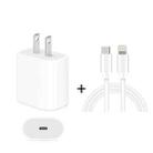 2 in 1 PD 20W Single USB-C / Type-C Port Travel Charger + 3A PD3.0 USB-C / Type-C to 8 Pin Fast Charge Data Cable Set, Cable Length: 2m, US Plug - 1