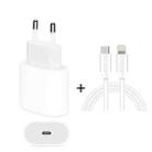2 in 1 PD 20W Single USB-C / Type-C Port Travel Charger + 3A PD3.0 USB-C / Type-C to 8 Pin Fast Charge Data Cable Set, Cable Length: 2m, EU Plug - 1