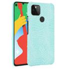 For Google Pixel 5 Shockproof Crocodile Texture PC + PU Case(Light green) - 1