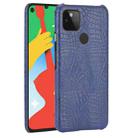 For Google Pixel 5 Shockproof Crocodile Texture PC + PU Case(Blue) - 1