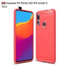 Brushed Texture Carbon Fiber TPU Case for Huawei Y9 Prime 2019 / P Smart Z(Red) - 1