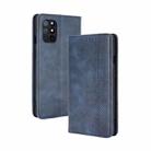 For OnePlus 8T Magnetic Buckle Retro Crazy Horse Texture Horizontal Flip Leather Case with Holder & Card Slots & Photo Frame(Blue) - 1