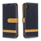 Color Matching Denim Texture Leather Case for Huawei Y5 (2019), with Holder & Card Slots & Wallet & Lanyard(Black) - 1