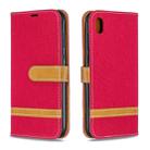 Color Matching Denim Texture Leather Case for Huawei Y5 (2019), with Holder & Card Slots & Wallet & Lanyard(Red) - 1