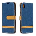 Color Matching Denim Texture Leather Case for Huawei Y5 (2019), with Holder & Card Slots & Wallet & Lanyard(Dark blue) - 1