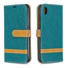 Color Matching Denim Texture Leather Case for Huawei Y5 (2019), with Holder & Card Slots & Wallet & Lanyard(Green) - 1