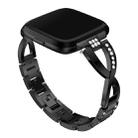 X-shaped Diamond-studded Solid Stainless Steel Watch Band for Fitbit Versa Lite(Black) - 1