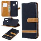 Color Matching Denim Texture Leather Case for Huawei Y6 2019 / Y6  Pro 2019, with Holder & Card Slots & Wallet & Lanyard(Black) - 1