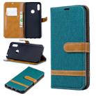 Color Matching Denim Texture Leather Case for Huawei Y6 2019 / Y6  Pro 2019, with Holder & Card Slots & Wallet & Lanyard(Green) - 1