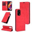 For OPPO Realme X7 Pro Retro-skin Business Magnetic Suction Leather Case with Holder & Card Slots & Wallet(Red) - 1