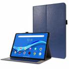 For  Lenovo Tab M10 10.1 2-Folding Business Horizontal Flip PU Leather Case with Card Slots & Holder(DeepBlue) - 1