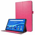 For Lenovo M10 Plus 2-Folding Business Horizontal Flip PU Leather Case with Card Slots & Holder(RoseRed) - 1