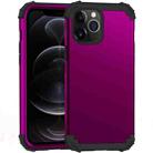 For iPhone 12 / 12 Pro PC+ Silicone Three-piece Anti-drop Mobile Phone Protective Back Cover(Purple) - 1