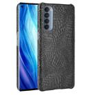 For OPPO Reno4 Pro 4G (Foreign India version) Shockproof Crocodile Texture PC + PU Case(Black) - 1