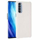 For OPPO Reno4 Pro 4G (Foreign India version) Shockproof Crocodile Texture PC + PU Case(White) - 1