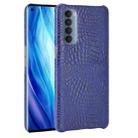 For OPPO Reno4 Pro 4G (Foreign India version) Shockproof Crocodile Texture PC + PU Case(Blue) - 1