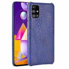 For Samsung Galaxy M31s Shockproof Crocodile Texture PC + PU Case(Blue) - 1