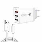 SDC-30W 2 in 1 USB to Micro USB Data Cable + 30W QC 3.0 USB + 2.4A Dual USB 2.0 Ports Mobile Phone Tablet PC Universal Quick Charger Travel Charger Set, EU Plug - 1