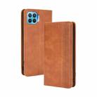 For OPPO F17 Pro / A93 / Reno4 Lite Magnetic Buckle Retro Crazy Horse Texture Horizontal Flip Leather Case with Holder & Card Slots & Photo Frame(Brown) - 1