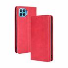 For OPPO F17 Pro / A93 / Reno4 Lite Magnetic Buckle Retro Crazy Horse Texture Horizontal Flip Leather Case with Holder & Card Slots & Photo Frame(Red) - 1