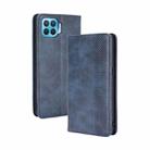 For OPPO F17 Pro / A93 / Reno4 Lite Magnetic Buckle Retro Crazy Horse Texture Horizontal Flip Leather Case with Holder & Card Slots & Photo Frame(Blue) - 1