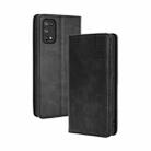 For OPPO Realme 7 Pro Magnetic Buckle Retro Crazy Horse Texture Horizontal Flip Leather Case  , with Holder & Card Slots & Photo Frame(Black) - 1