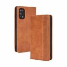 For OPPO Realme 7 Pro Magnetic Buckle Retro Crazy Horse Texture Horizontal Flip Leather Case  , with Holder & Card Slots & Photo Frame(Brown) - 1