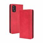 For OPPO Realme 7 Pro Magnetic Buckle Retro Crazy Horse Texture Horizontal Flip Leather Case  , with Holder & Card Slots & Photo Frame(Red) - 1