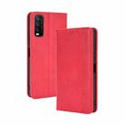 For vivo Y20/ Y20i Magnetic Buckle Retro Crazy Horse Texture Horizontal Flip Leather Case  , with Holder & Card Slots & Photo Frame(Red) - 1