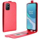 For OnePlus 8T R64 Texture Single Vertical Flip Leather Protective Case with Card Slots & Photo Frame(Red) - 1