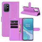 For OnePlus 8T Litchi Texture Horizontal Flip Protective Case with Holder & Card Slots & Wallet(Purple) - 1