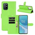 For OnePlus 8T Litchi Texture Horizontal Flip Protective Case with Holder & Card Slots & Wallet(Green) - 1