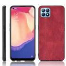 For OPPO Reno4 SE Shockproof Sewing Cow Pattern Skin PC + PU + TPU Case(Red) - 1