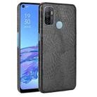 For OPPO A53 2020 / A32 2020 Shockproof Crocodile Texture PC + PU Case(Black) - 1