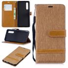 Color Matching Denim Texture Leather Case for Huawei P30, with Holder & Card Slots & Wallet & Lanyard(Brown) - 1