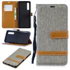 Color Matching Denim Texture Leather Case for Huawei P30, with Holder & Card Slots & Wallet & Lanyard(Gray) - 1