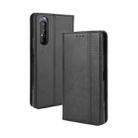 For Sony Xperia 5 II Magnetic Buckle Retro Crazy Horse Texture Horizontal Flip Leather Case with Holder & Card Slots & Photo Frame(Black) - 1