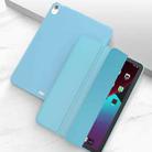 For iPad Air 2022 / 2020 10.9 Three-folding Surface PU Leather TPU Matte Soft Bottom Case with Holder & Sleep / Wake-up Function(Sky blue) - 1
