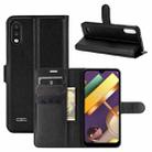 For LG K22 Litchi Texture Horizontal Flip Protective Case with Holder & Card Slots & Wallet(Black) - 1